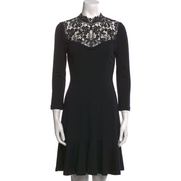 Erdem Black Lace Fit & Flare Cocktail Dress Size 2 - Picture 3 of 6